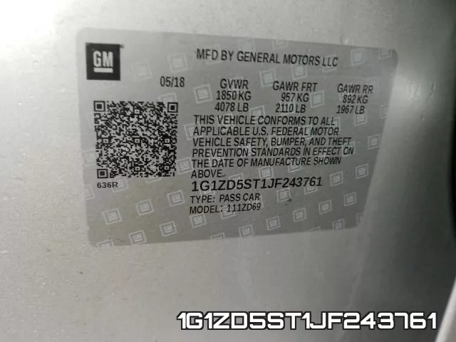 1G1ZD5ST1JF243761 фото 2