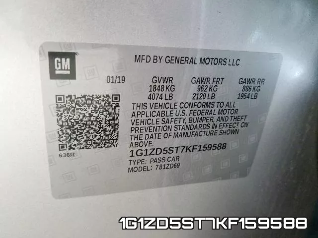 1G1ZD5ST7KF159588 фото 2