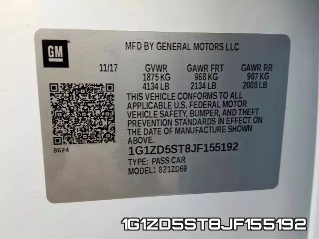 1G1ZD5ST8JF155192 фото 2