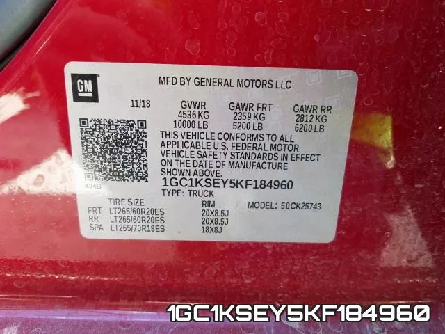 1GC1KSEY5KF184960 фото 2
