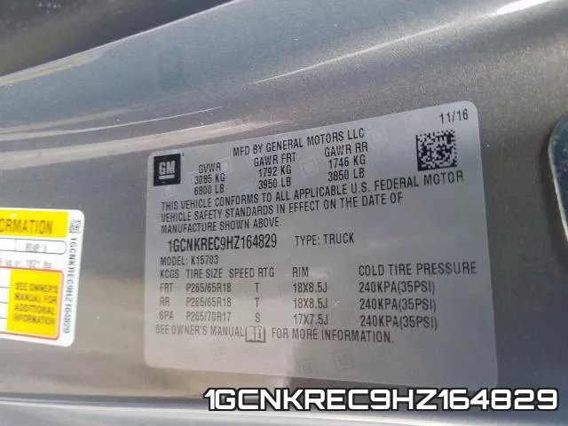 1GCNKREC9HZ164829 фото 2