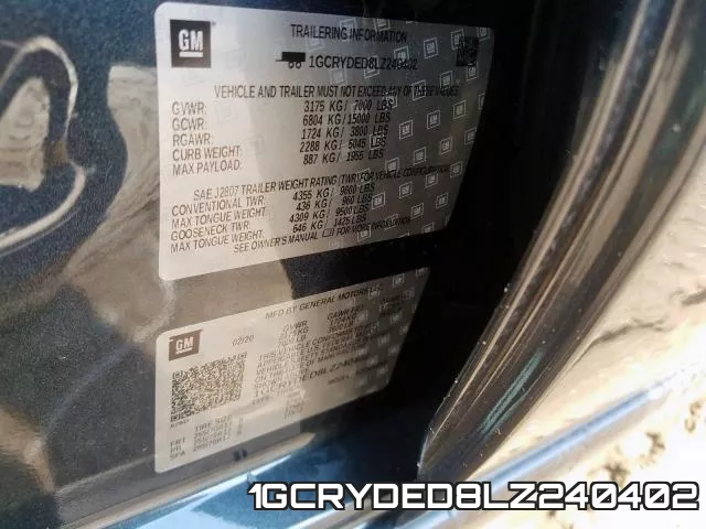 1GCRYDED8LZ240402 фото 2