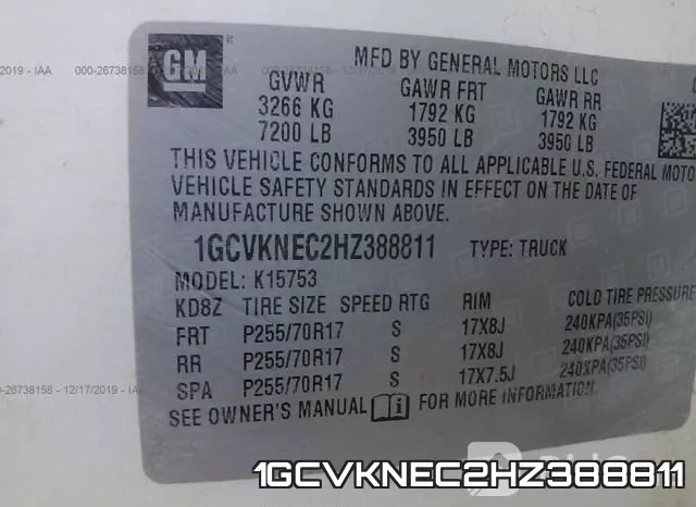 1GCVKNEC2HZ388811 фото 10