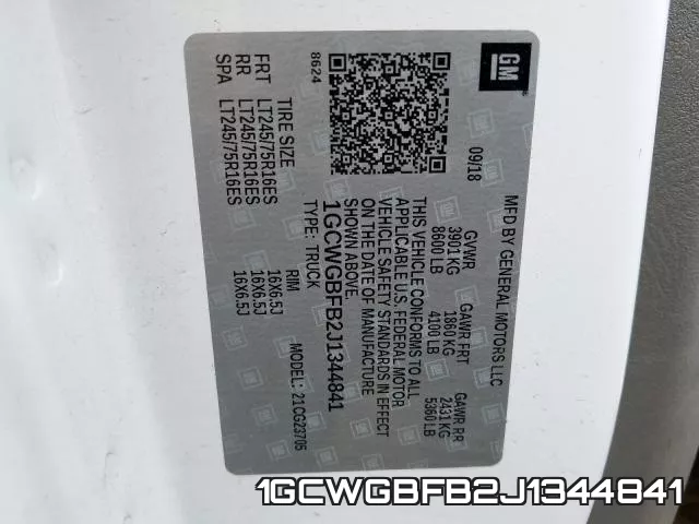 1GCWGBFB2J1344841 фото 2