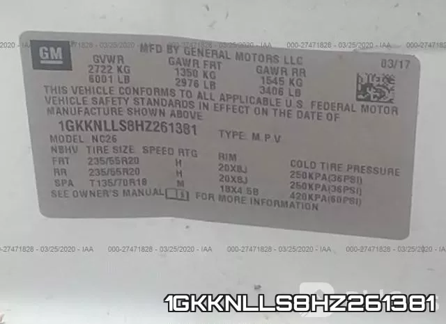 1GKKNLLS8HZ261381 фото 10
