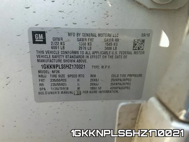 1GKKNPLS6HZ170021 фото 2
