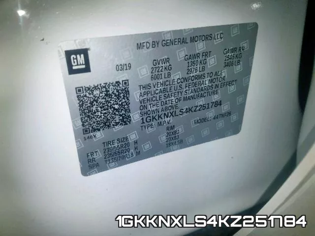 1GKKNXLS4KZ251784 фото 2