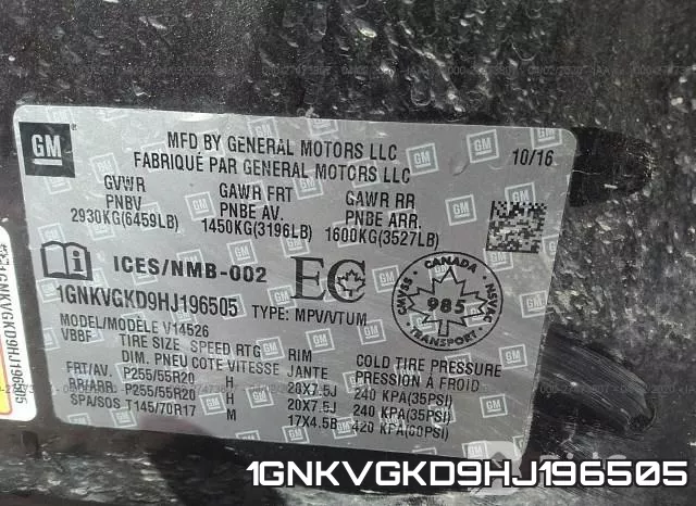 1GNKVGKD9HJ196505 фото 10