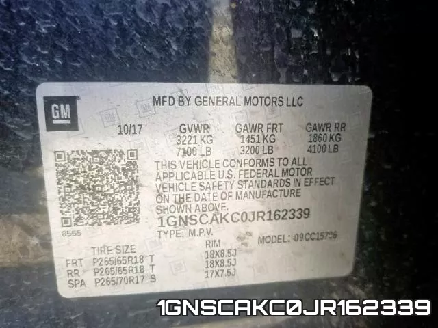1GNSCAKC0JR162339 фото 2