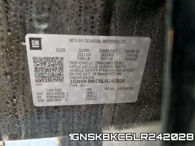 1GNSKBKC6LR242028 фото 2