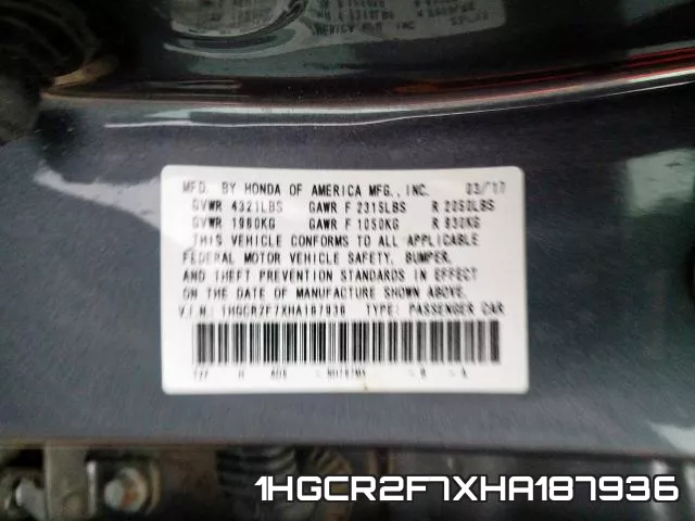 1HGCR2F7XHA187936 фото 2