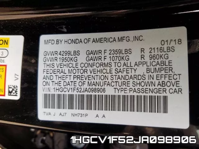1HGCV1F52JA098906 фото 2