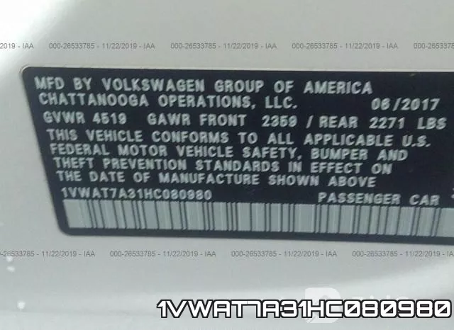 1VWAT7A31HC080980 фото 10
