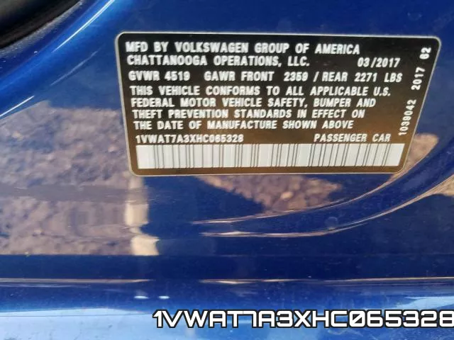 1VWAT7A3XHC065328 фото 2