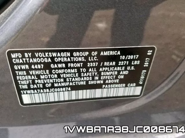 1VWBA7A38JC008674 фото 2
