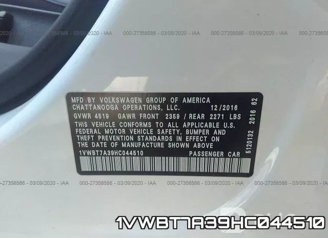 1VWBT7A39HC044510 фото 10