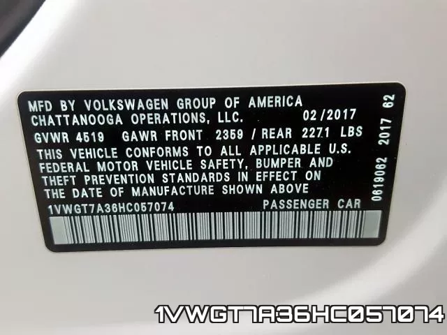 1VWGT7A36HC057074 фото 2