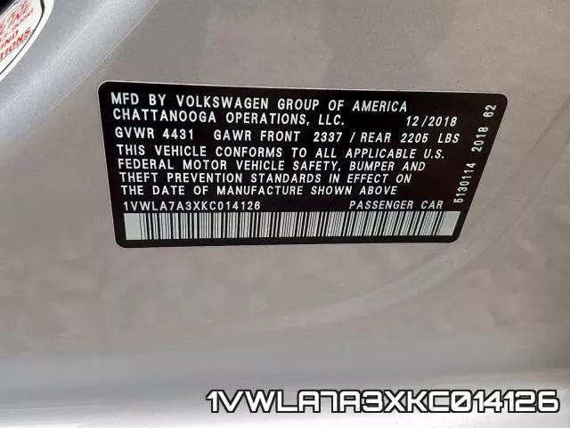 1VWLA7A3XKC014126 фото 2