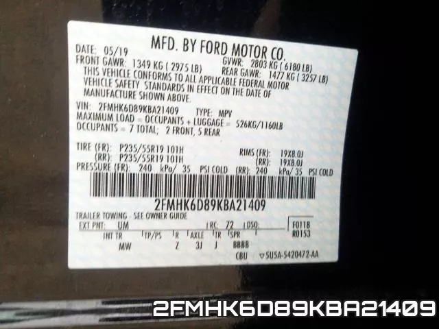 2FMHK6D89KBA21409 фото 2