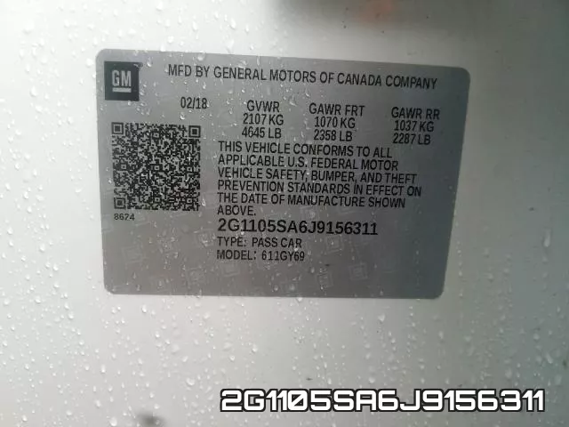 2G1105SA6J9156311 фото 2
