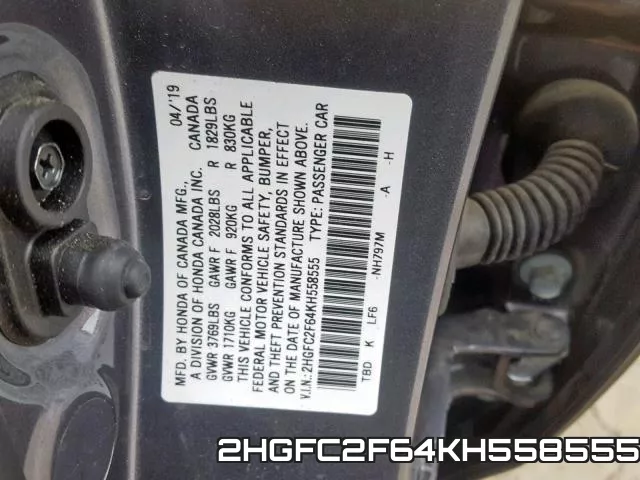2HGFC2F64KH558555 фото 2