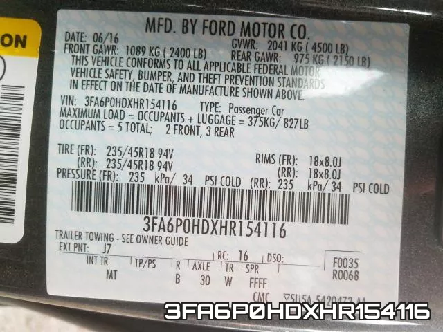 3FA6P0HDXHR154116 фото 2