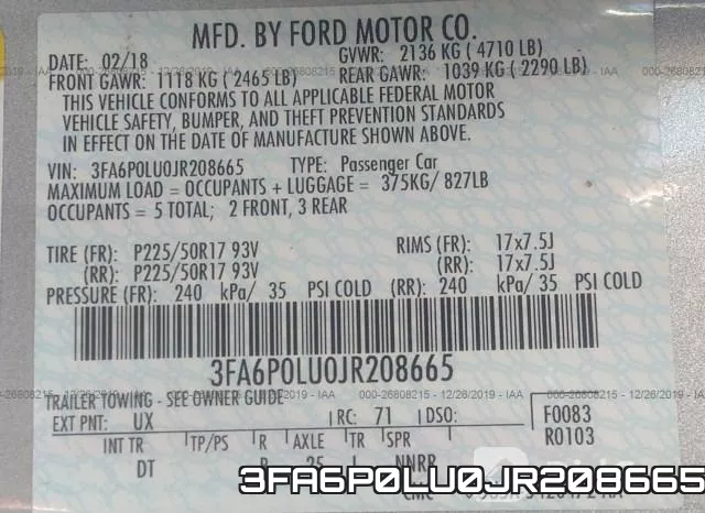 3FA6P0LU0JR208665 фото 10