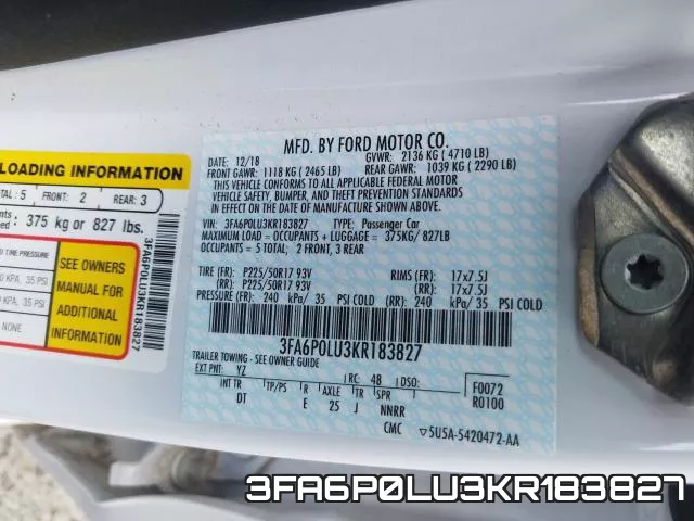 3FA6P0LU3KR183827 фото 2