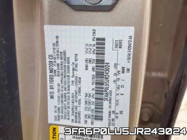 3FA6P0LU5JR243024 фото 2