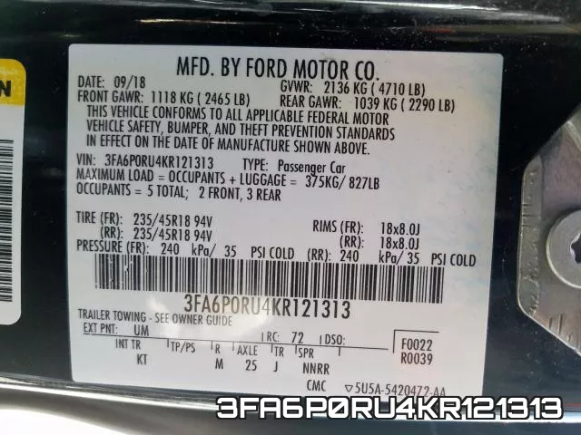 3FA6P0RU4KR121313 фото 2