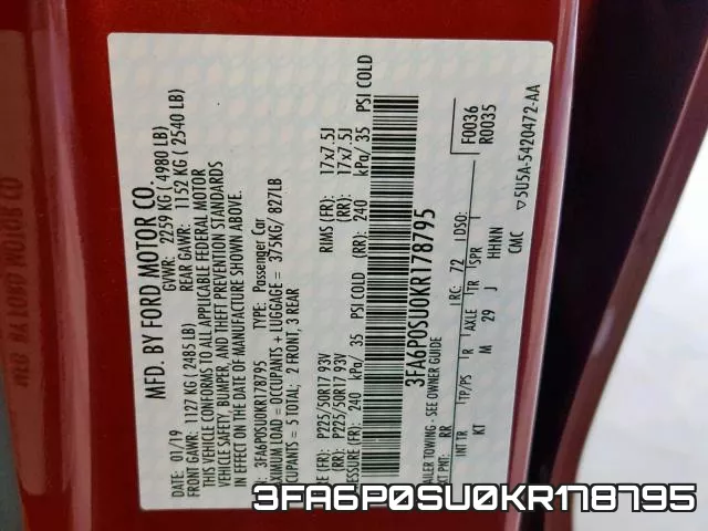 3FA6P0SU0KR178795 фото 2