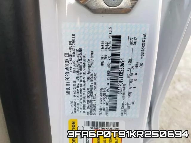 3FA6P0T91KR250694 фото 2