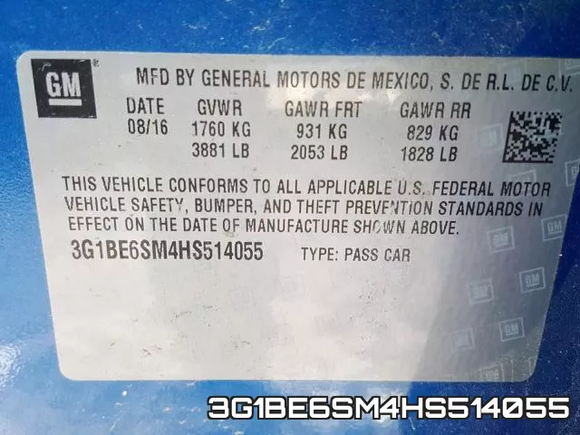 3G1BE6SM4HS514055 фото 2