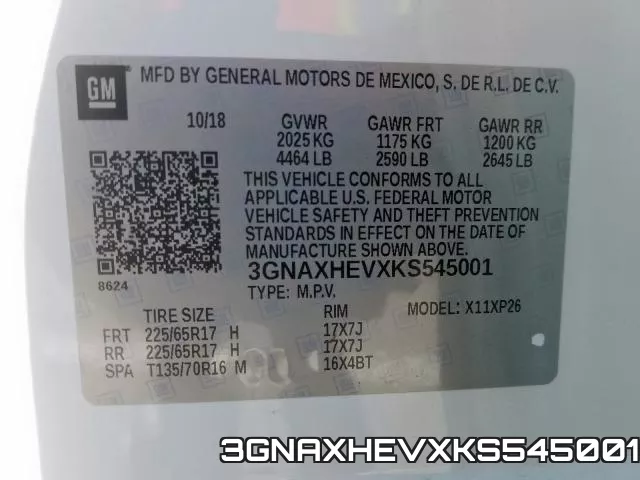 3GNAXHEVXKS545001 фото 2