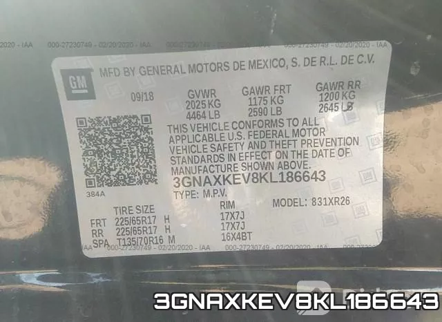 3GNAXKEV8KL186643 фото 10