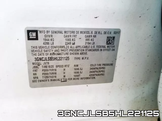 3GNCJLSB5HL221125 фото 2