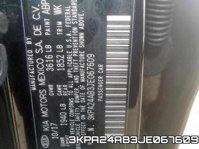 3KPA24AB3JE067609 фото 2