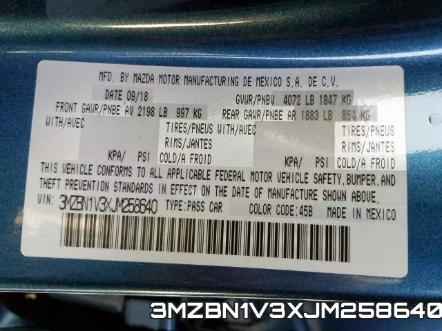 3MZBN1V3XJM258640 фото 2