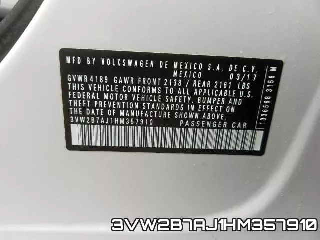 3VW2B7AJ1HM357910 фото 2