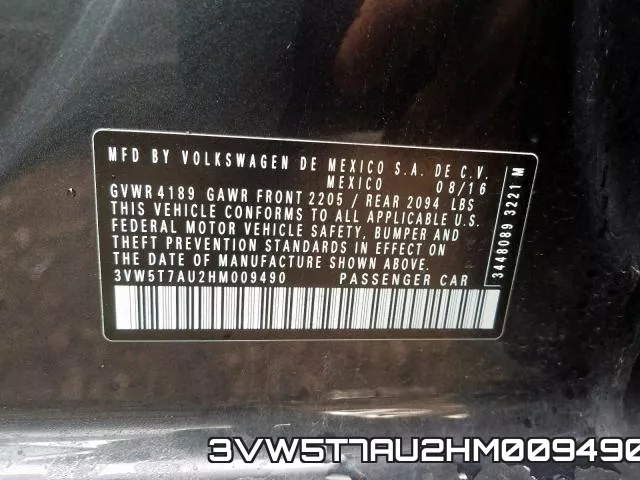 3VW5T7AU2HM009490 фото 2