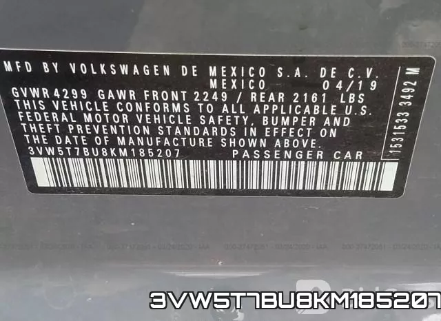 3VW5T7BU8KM185207 фото 10