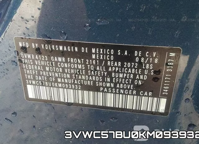 3VWC57BU0KM093932 фото 10