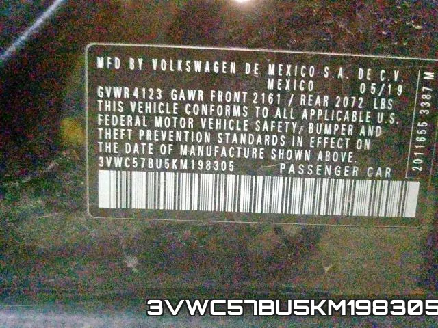 3VWC57BU5KM198305 фото 2