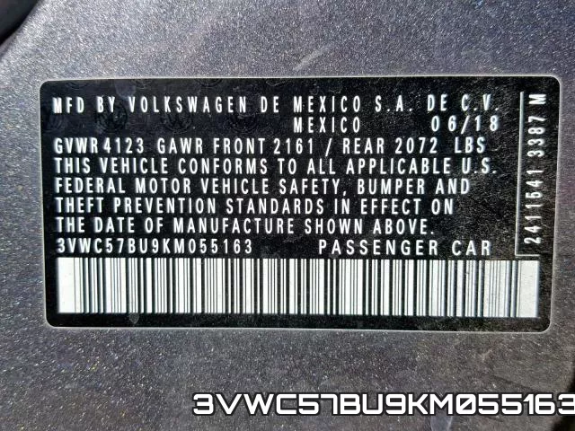 3VWC57BU9KM055163 фото 2