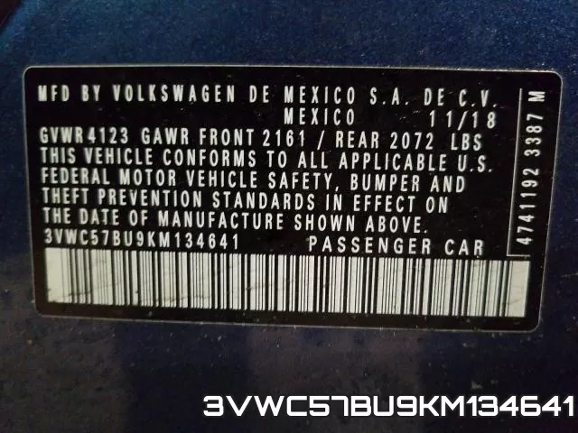 3VWC57BU9KM134641 фото 2