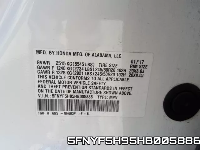 5FNYF5H95HB005886 фото 2