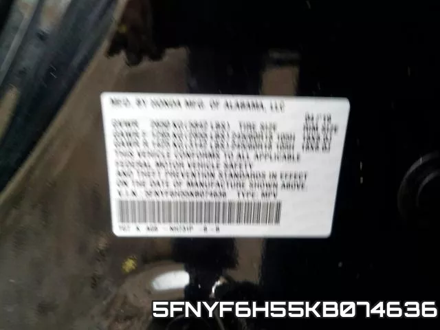5FNYF6H55KB074636 фото 2