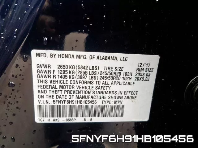 5FNYF6H91HB105456 фото 2