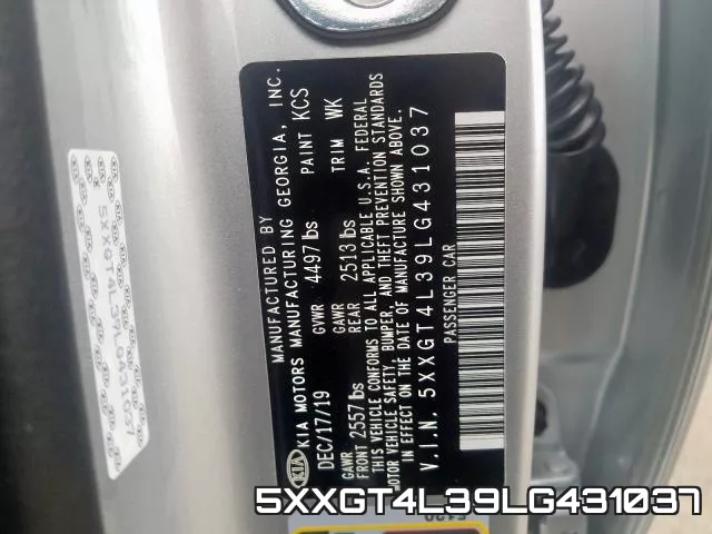 5XXGT4L39LG431037 фото 2