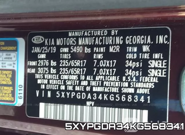 5XYPGDA34KG568341 фото 10
